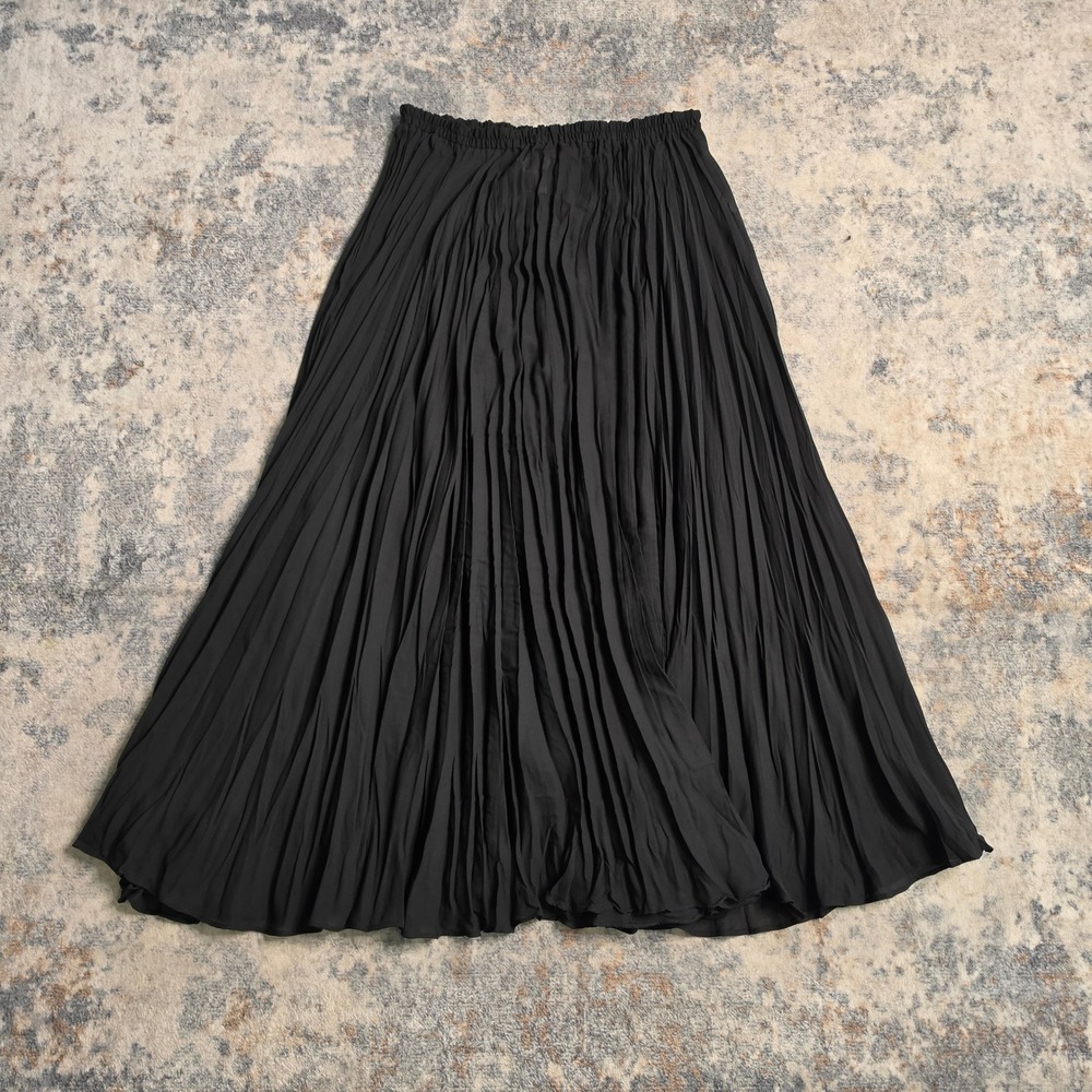 Moda International Skirt Women XL Black Pleated Maxi Sheer Balletcore VTG Y2K